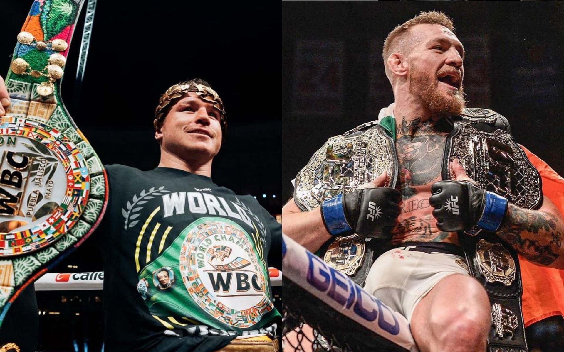 Canelo Alvarez (left) is interested in facing Conor McGregor (right). [Image credit: @canelo and @thenotoriousmma on Instagram]