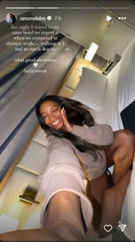 Screenshot of Simone Biles' Instagram story.
