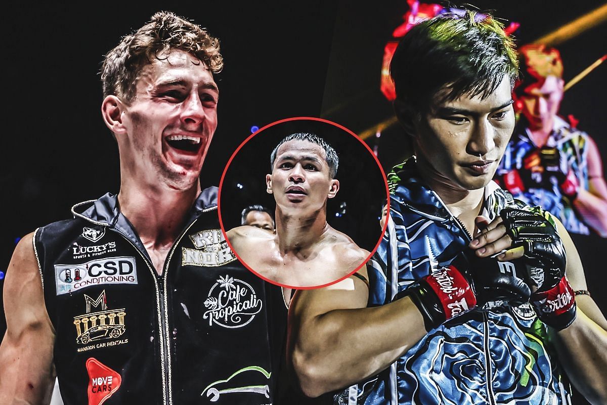 Superbon (C) says Nico Carrillo can&rsquo;t hang with featherweights like him and Tawanchai. -- Photo by ONE Championship