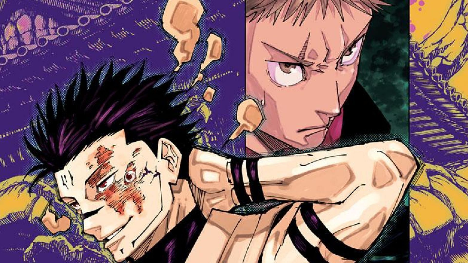 Yuji and Sukuna in a Jujutsu Kaisen color cover page (Image via Akutami Gege/Shueisha)