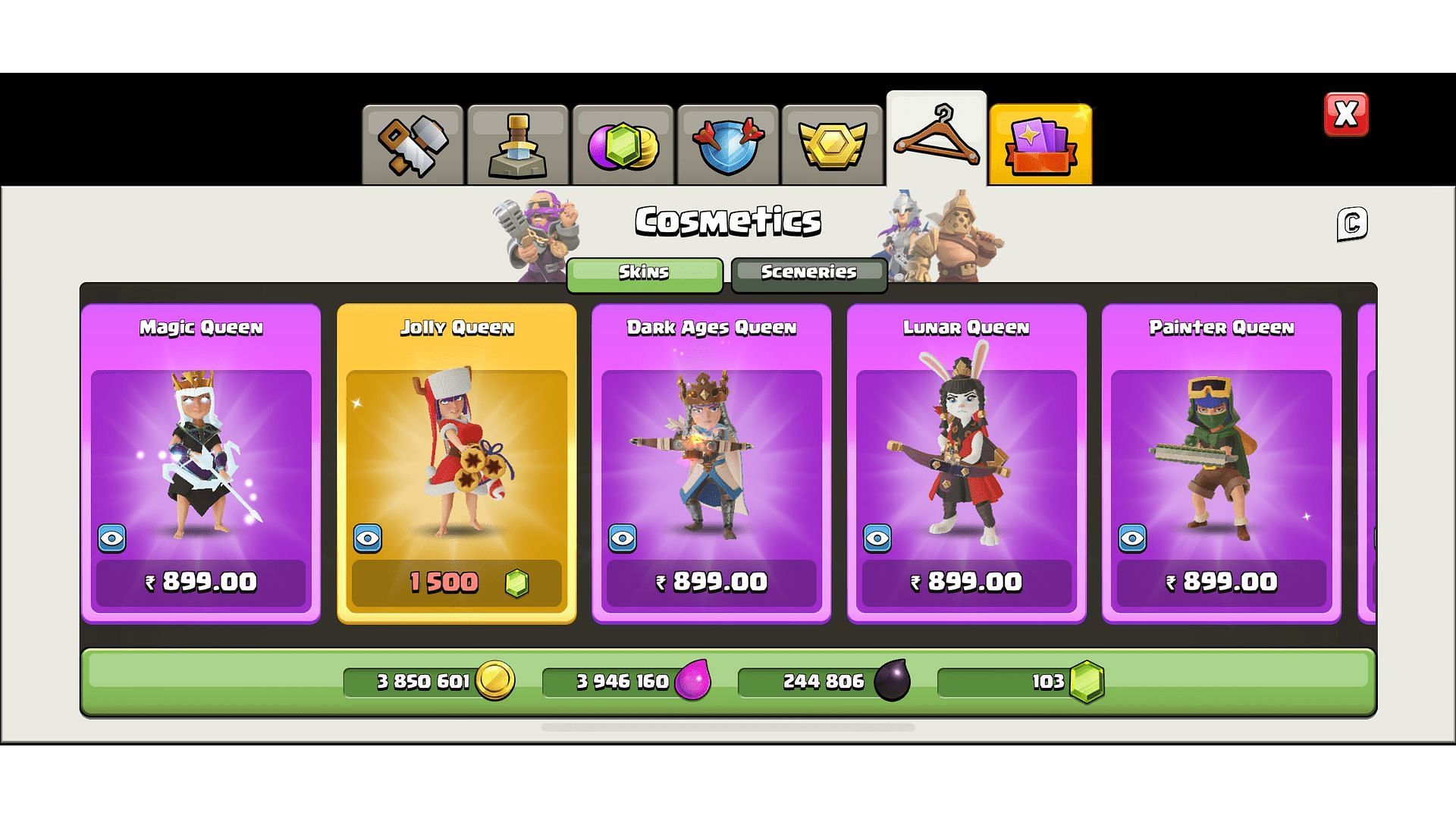 Magic Queen is among the Archer Queen skins in Clash of Clans (Image via Supercell)