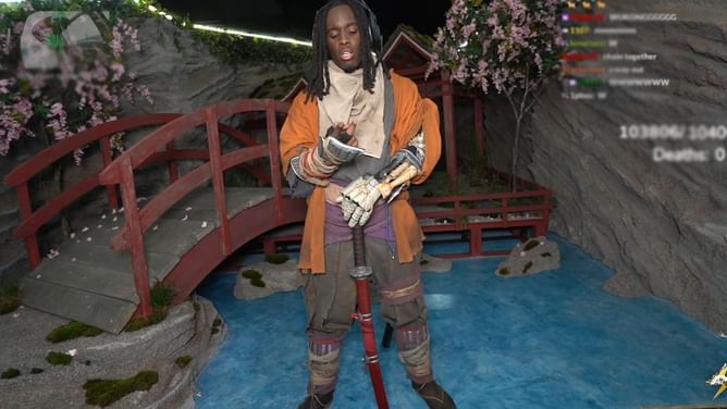 Kai Cenat transforms his room into a Japanese garden for Sekiro: Shadows Die Twice marathon
