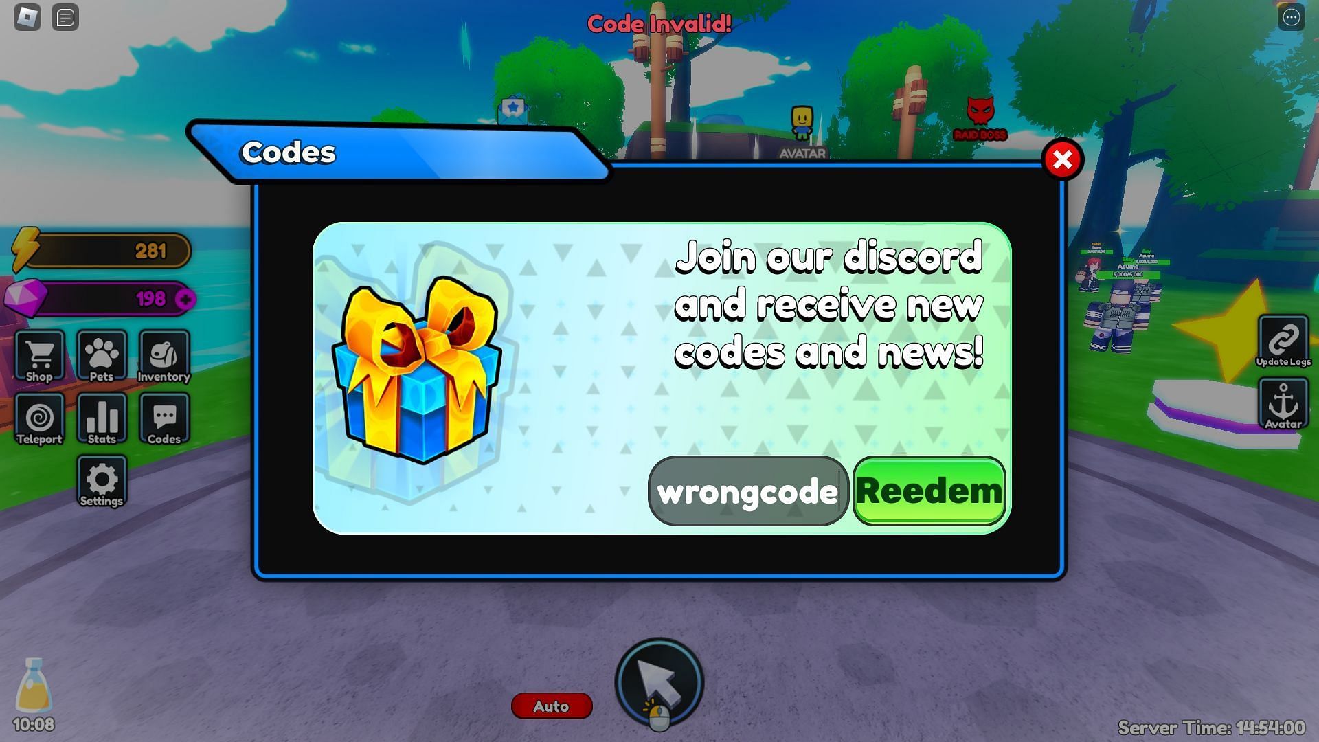 Avoid typos while entering codes (Image via Roblox)