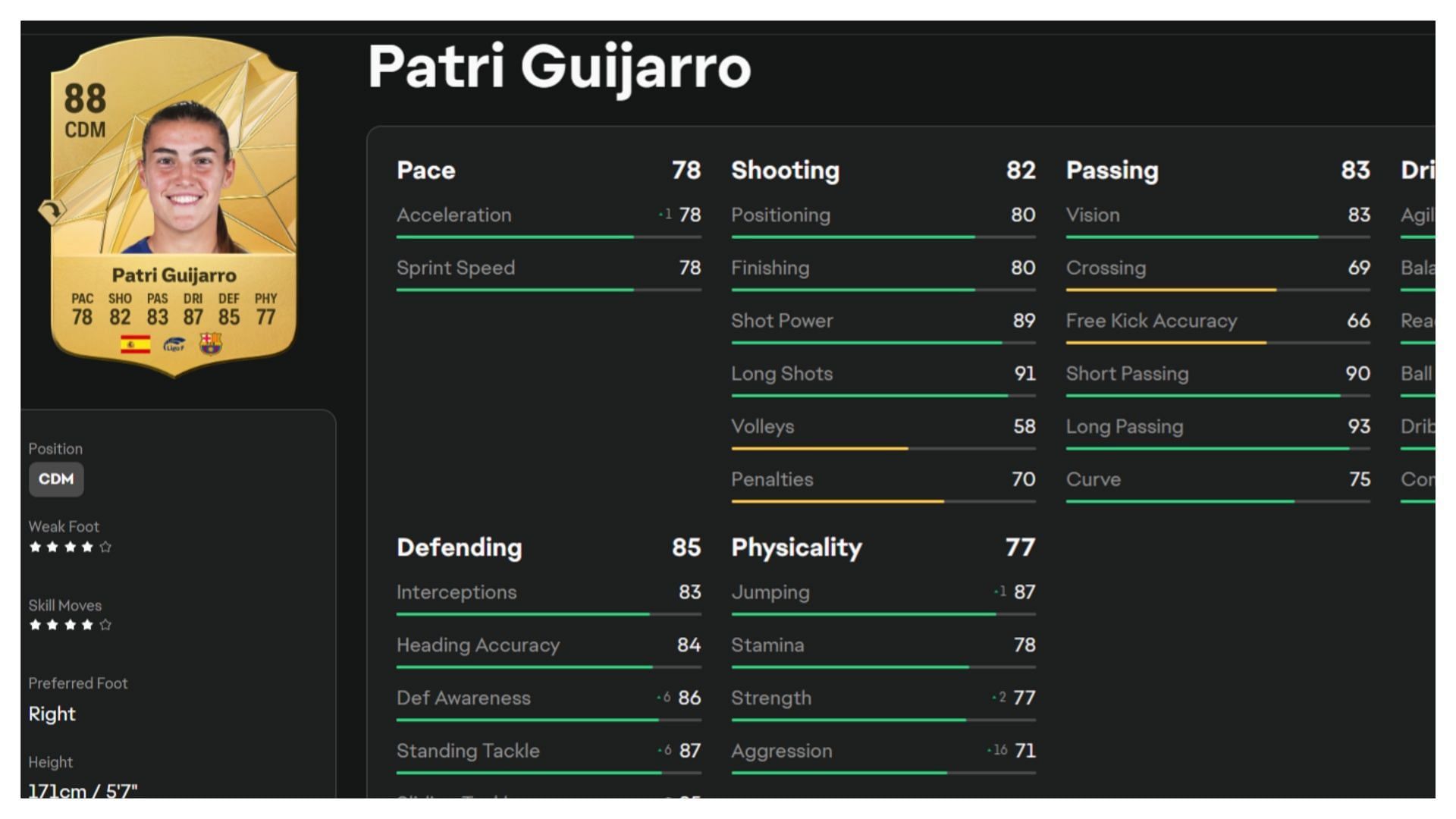 Guijarro has versatile stats (Image via EA Sports)