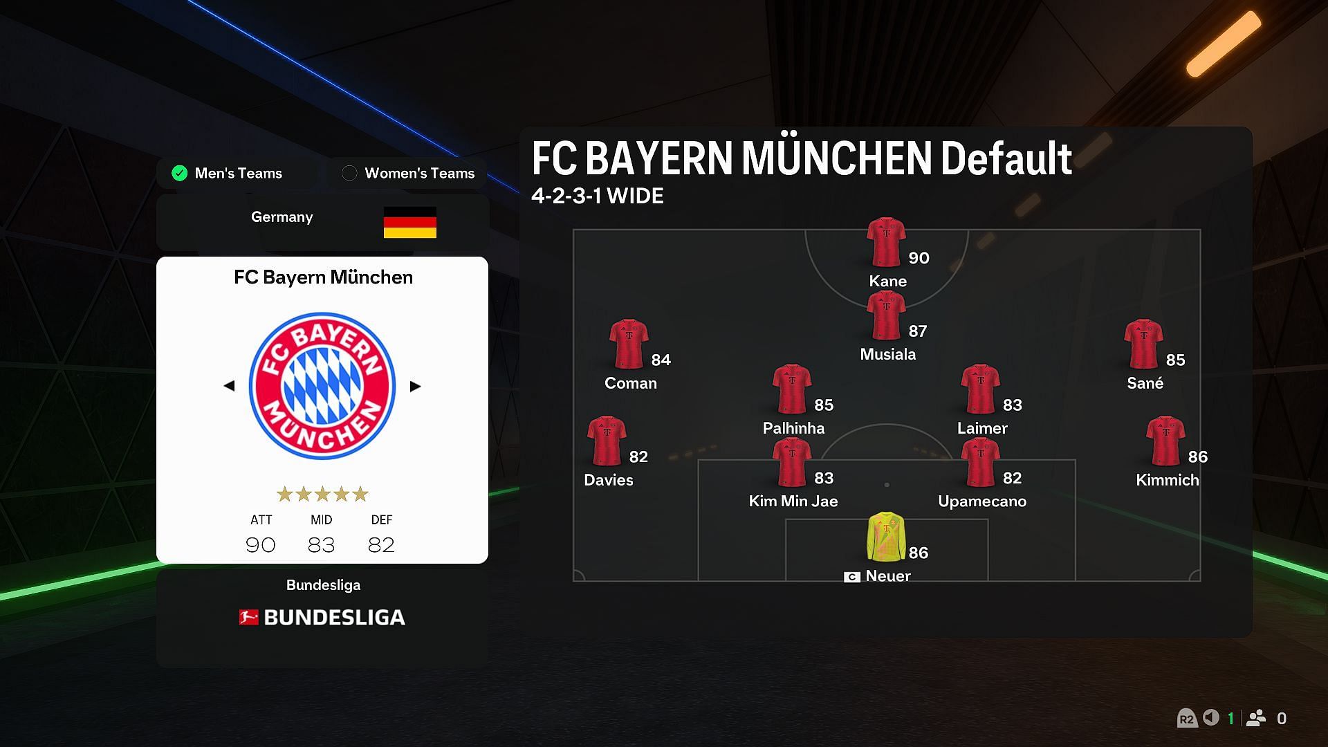 Custom Formation for Bayern Munich (Image via EA)