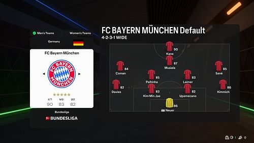 Custom Formation for Bayern Munich (Image via EA)