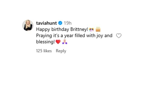 Tavia Hunt's message to Brittany Mahomes. (Via IG)