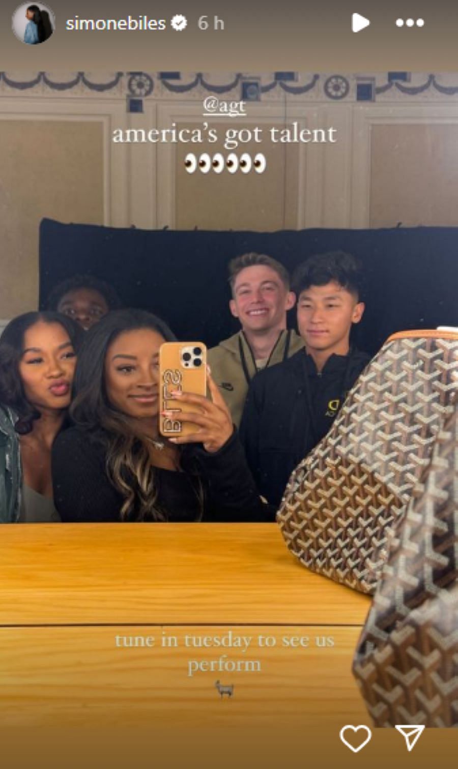 Screengrab of Simone Biles&#039; Instagram Story about appearing in America&#039;s Got Talent [Source: Simone Biles&#039; Instagram]