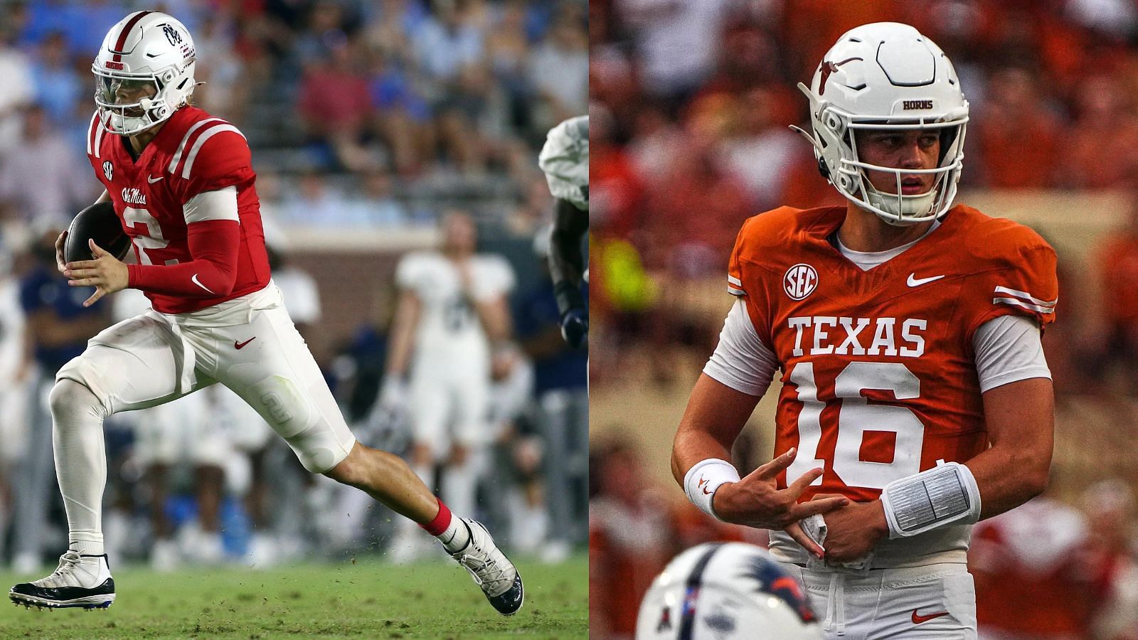 Jaxson Dart of Ole Miss and Arch Manning of Texas are two QBs to watch in Week 5. (Photo Credits: IMAGN)