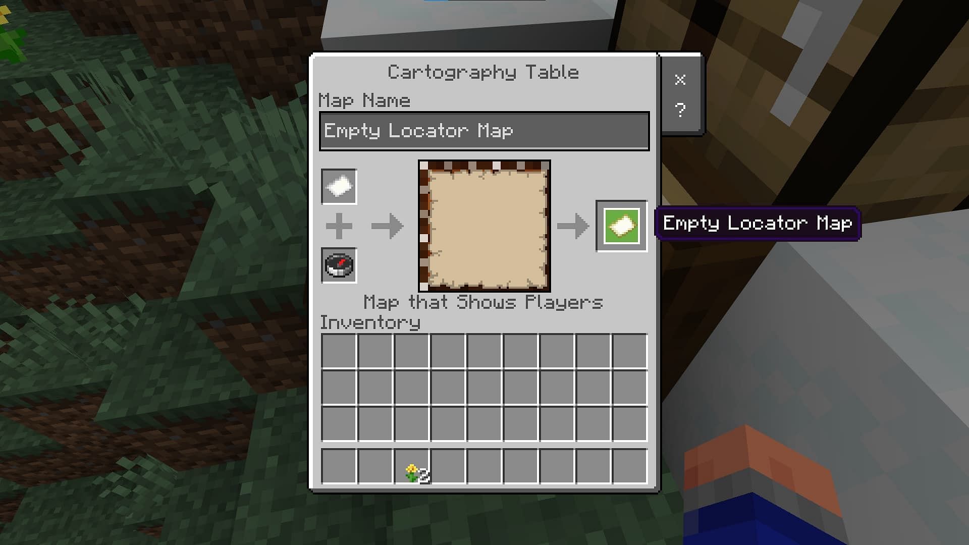 Making an empty locator map (Image via Mojang)