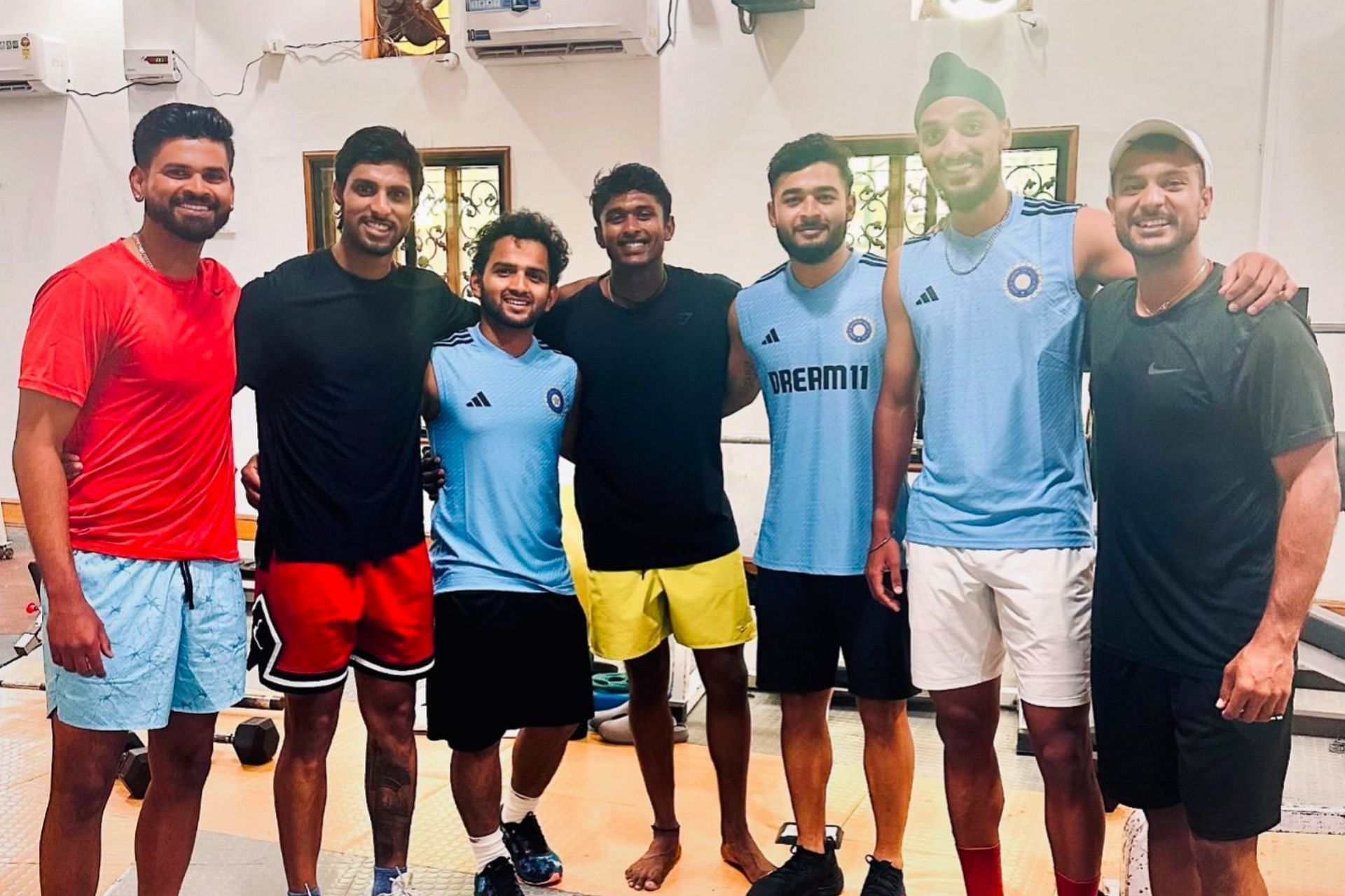 Tilak Varma with Shreyas Iyer and other cricketers (Image via Instagram/@tilakvarma9)