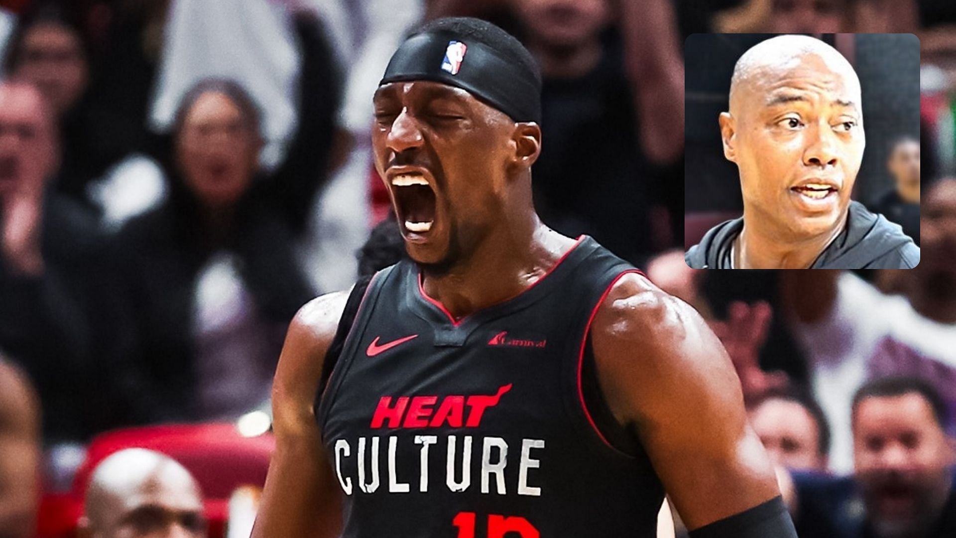 Miami Heat assistant coach Caron Butler cannot believe Bam Adebayo has not a defensive player of the year award. -- Photos from Miami Heat and Caron Buitler X pages