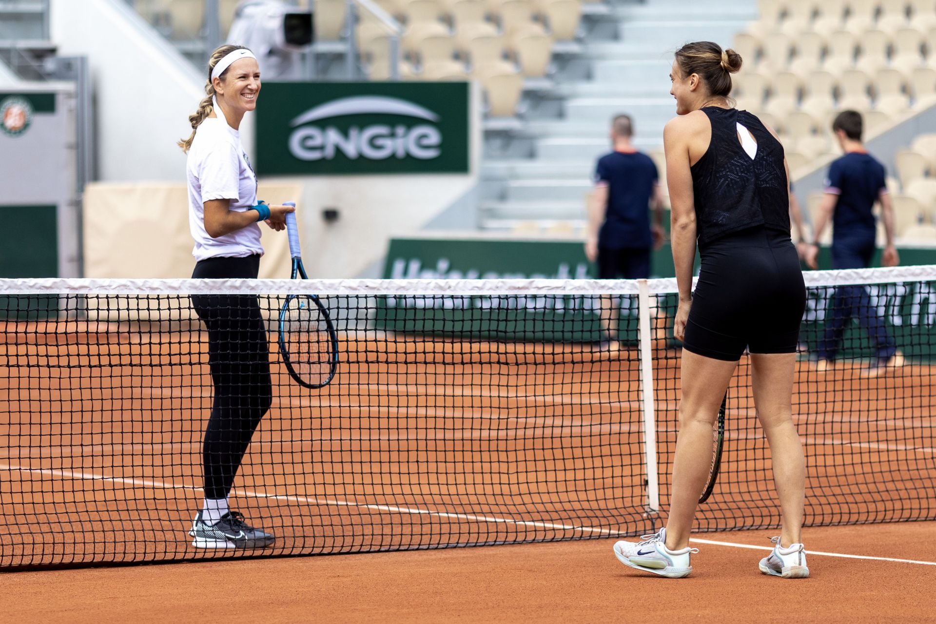 Victoria Azarenka and Aryna Sabalenka at the French Open 2023. (Photo: Getty)