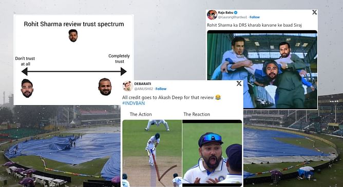 "Rohit Sharma ka DRS kharab karvane ke baad Siraj"- Top 10 funny memes from day 1 of 2nd India vs Bangladesh 2024 Test
