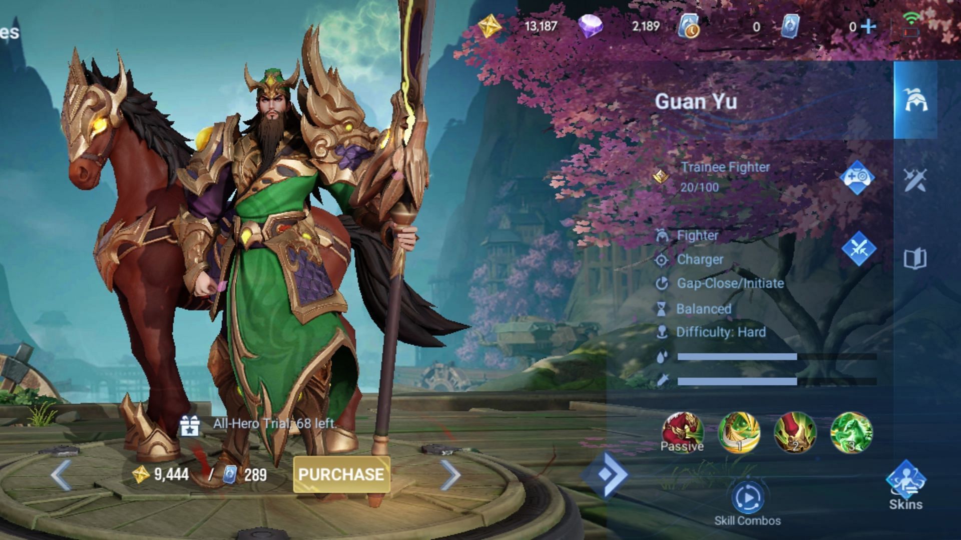 Guan Yu can enhance his skills by entering the Charge Stance (Image via Level Infinite)