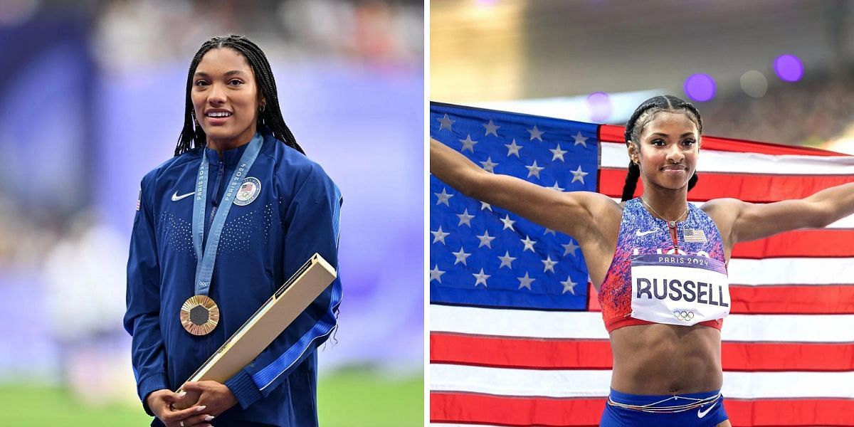 Tara Davis-Woodhall and Masai Russell both won golds in Paris (Source: getty)