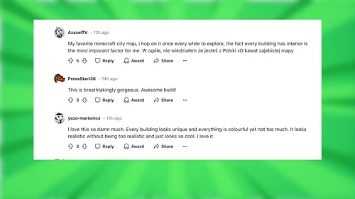 Reddit reacts to the city build (Image via Reddit/@u/bmach)