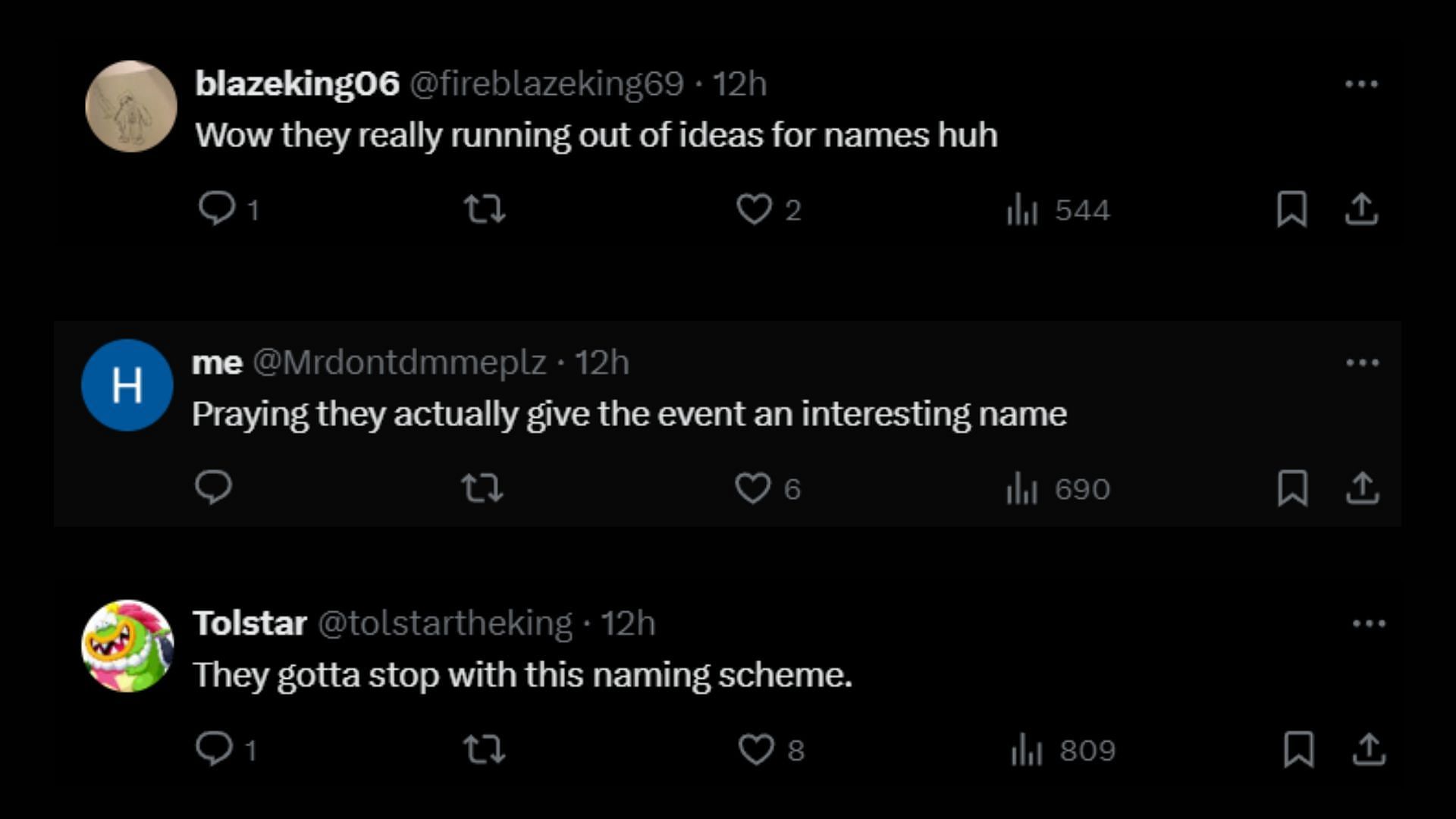 Fans want the developer to use a better name for the event (Image via X)