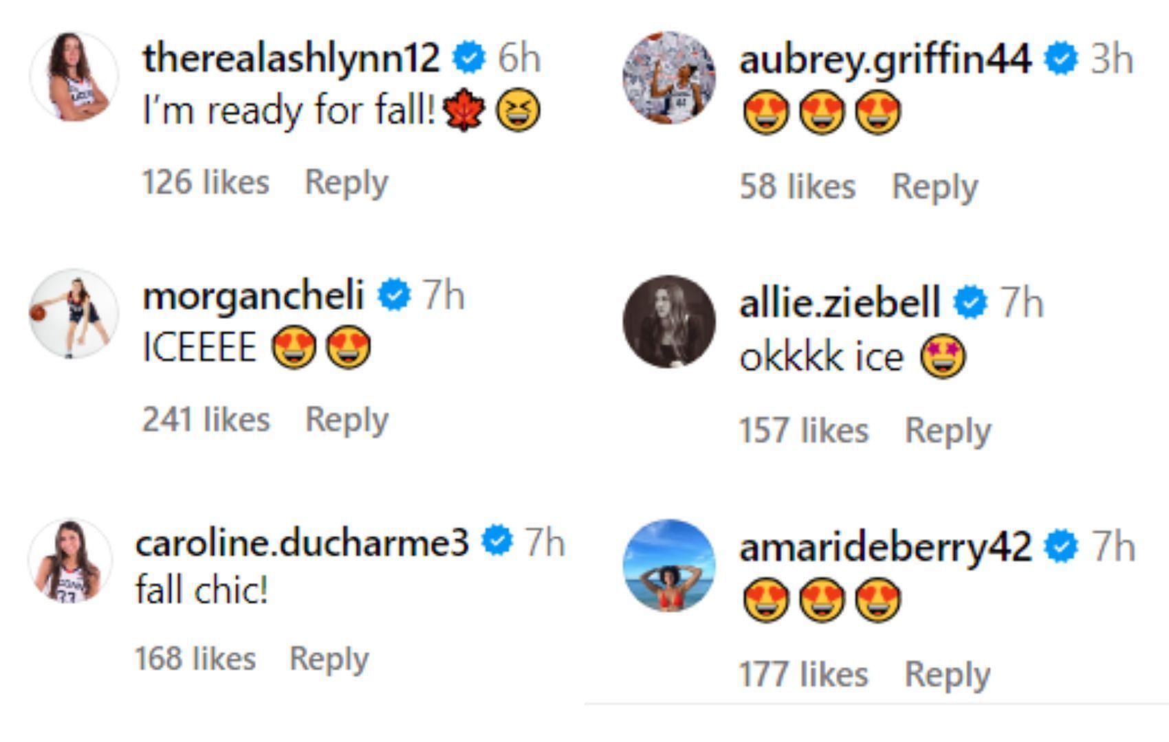 Ashlynn Shade, Morgan Cheli, Caroline Ducharme, Aubrey Griffin and Amari DeBerry&#039;s comments on Ice Brady&#039;s post