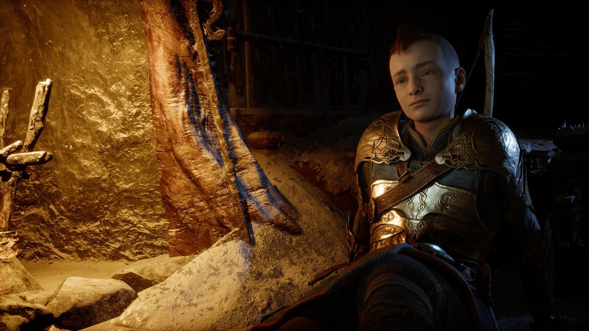 A conflicted Atreus in God of War Ragnarok PC (Image via Sony Entertainment Studios)