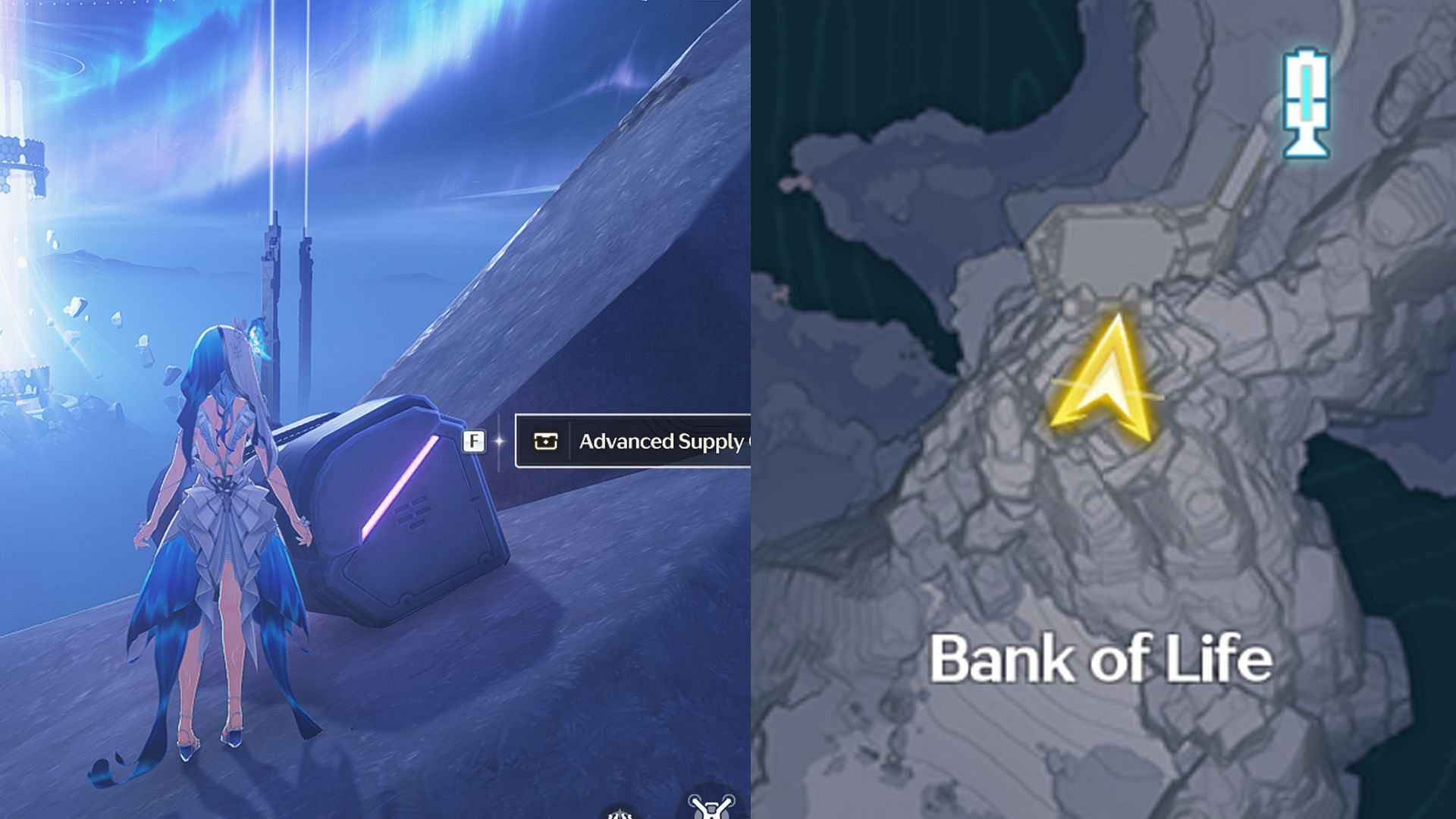 Location of Advanced Supply Chest #5 on top of the cliff (Image via Kuro Games)