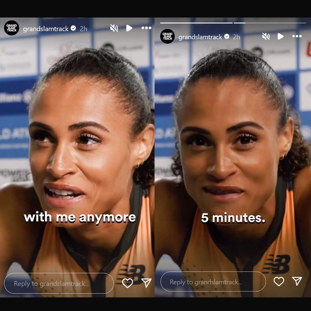 Screenshots of Sydney McLaughlin&#039;s interaction on Grand Slam Track Instagram handle (Credits - IG/ @grandslamtrack)