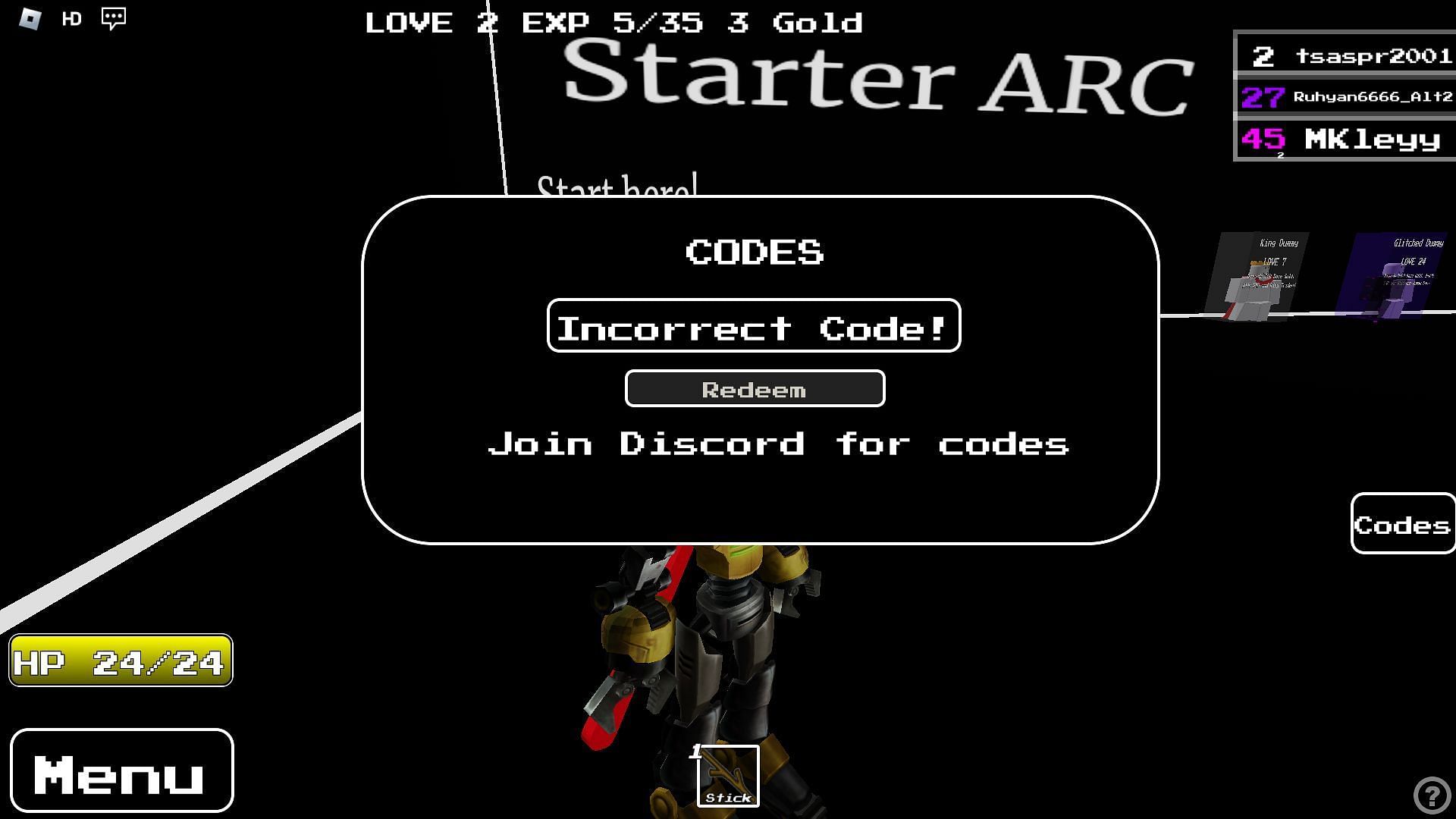 Avoid typos while entering codes (Image via Roblox)