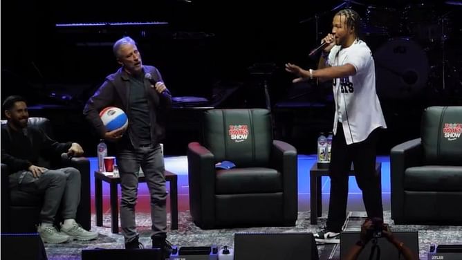 Comedian Jon Stewart dares Jalen Brunson to wear 'Jew Boy' Giants jersey over Giants vs Eagles bet