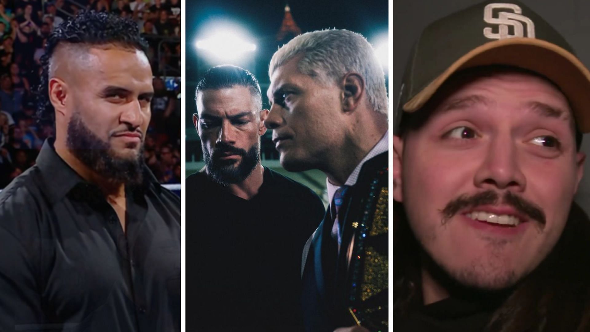 Tama Tonga (left), Roman Reigns and Cody Rhodes (middle), Dominik Mysterio (right) [Image credits: stars