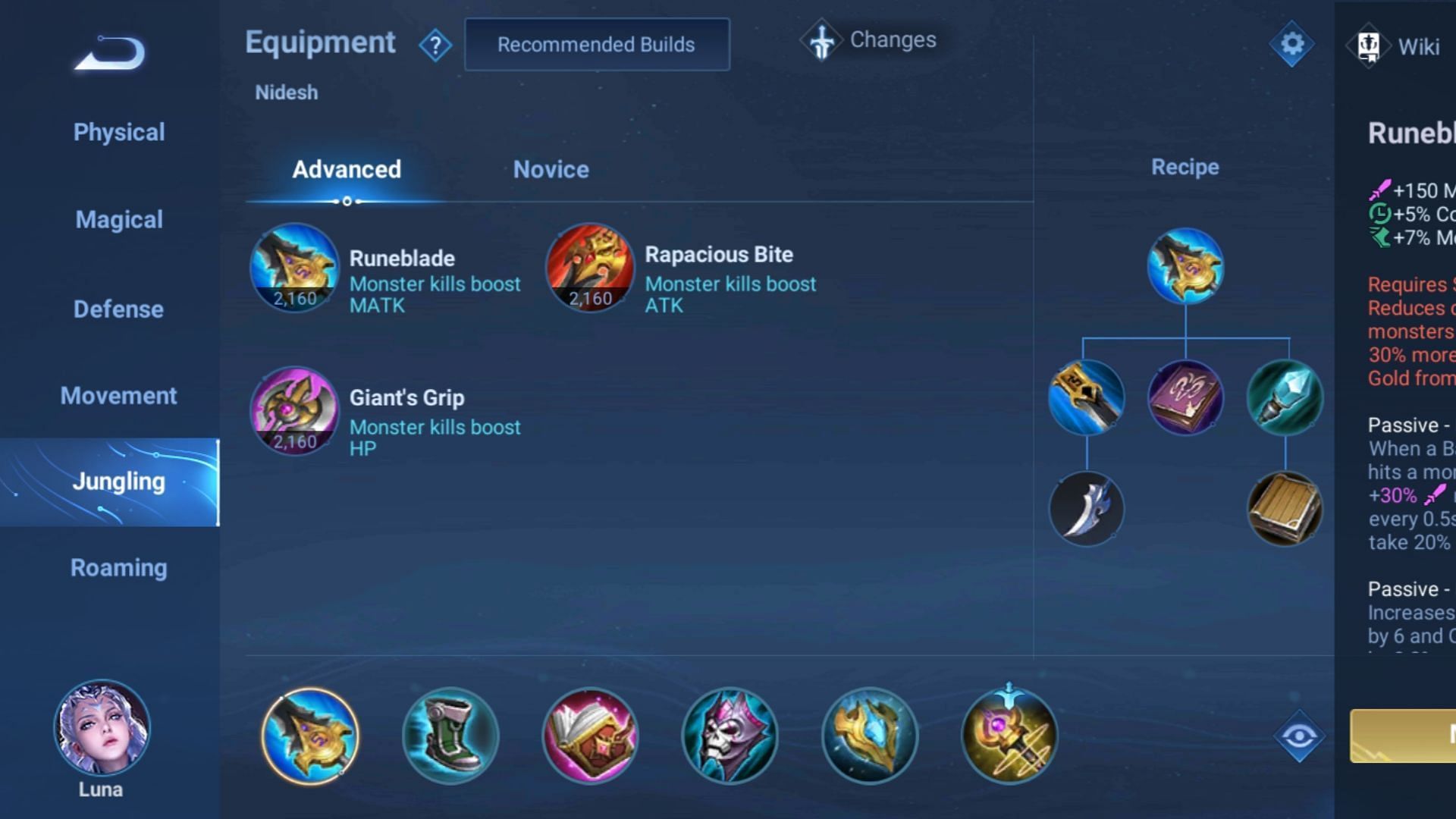 Best equipment for Luna. (Image via Level Infinite)