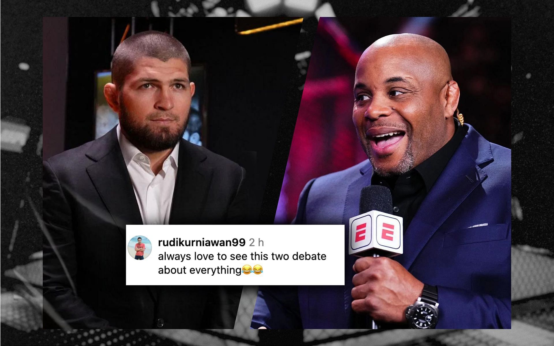 Fans react to playful argument between Khabib Nurmagomedov (left) and Daniel Cormier (right). [Image courtesy: Getty Images]