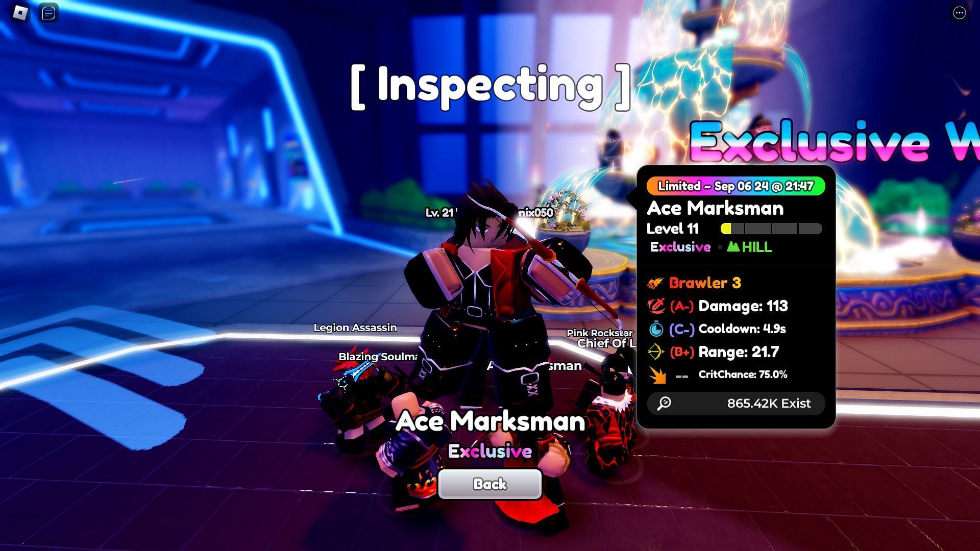 Ace Marksman is a Hill-type unit in Anime Defenders (Image via Roblox)