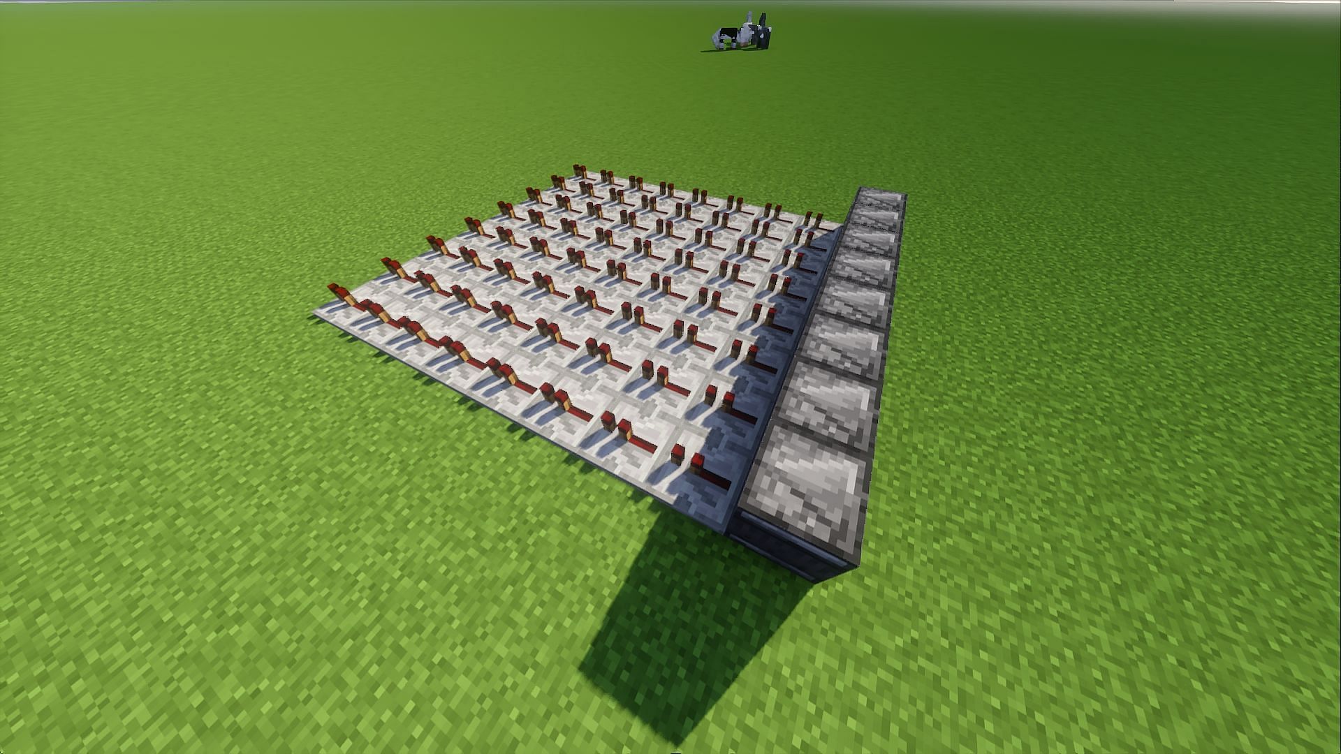 64 of the build's redstone repeaters will be placed in an 8x8 grid in this Minecraft build (Image via Mojang)