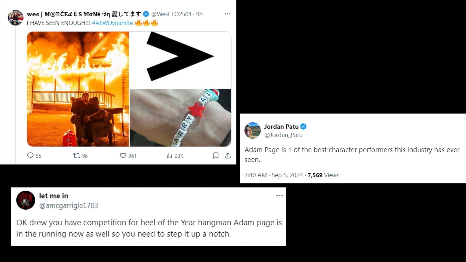 Fans react to Adam Page burning Strickland&#039;s house! [Screenshots via X]