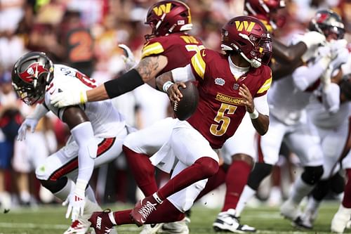 Jayden Daniels during Washington Commanders v Tampa Bay Buccaneers - Source: Getty