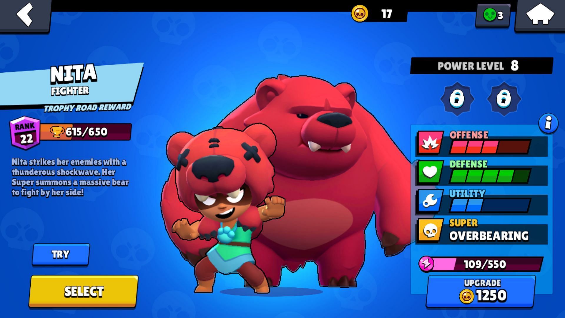 Nita is a Rare brawler with high health (Image via Supercell)