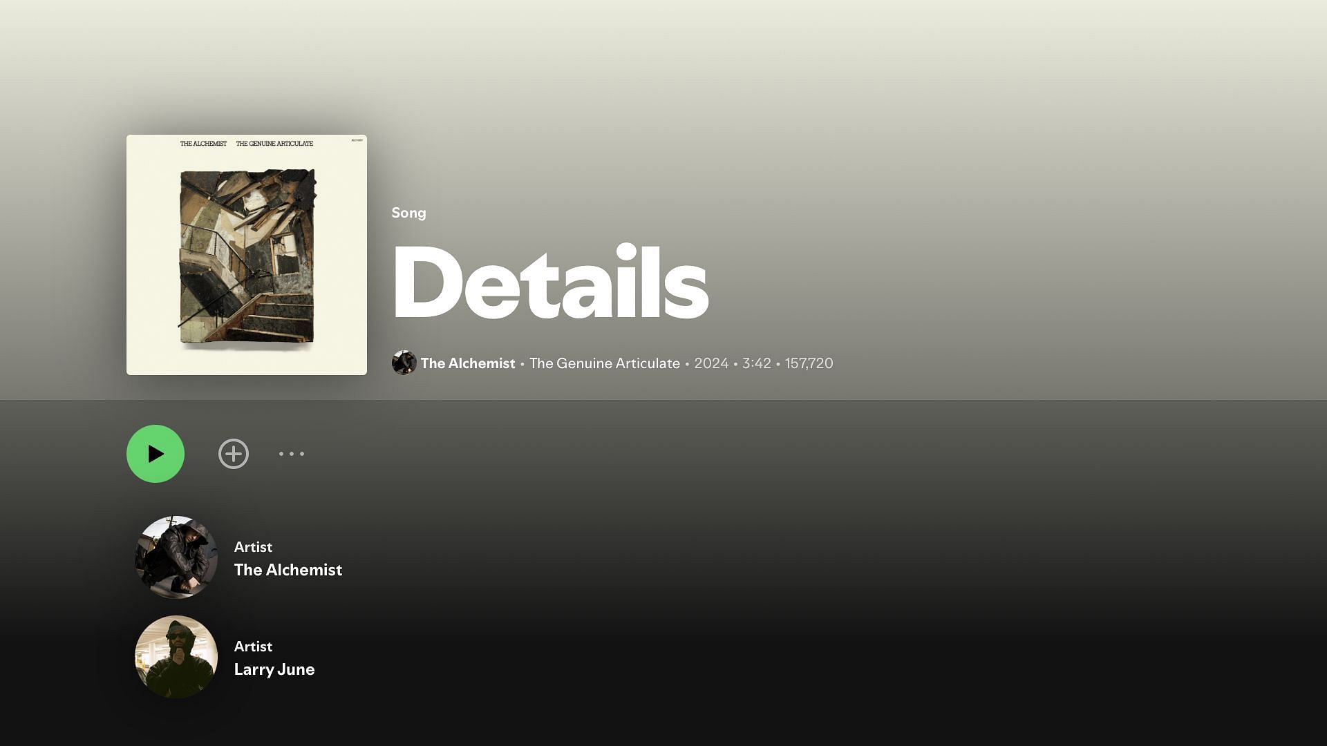 Track 7 on The Alchemist&#039;s new album &#039;The Genuine Articulate&#039; (Image via Spotify)