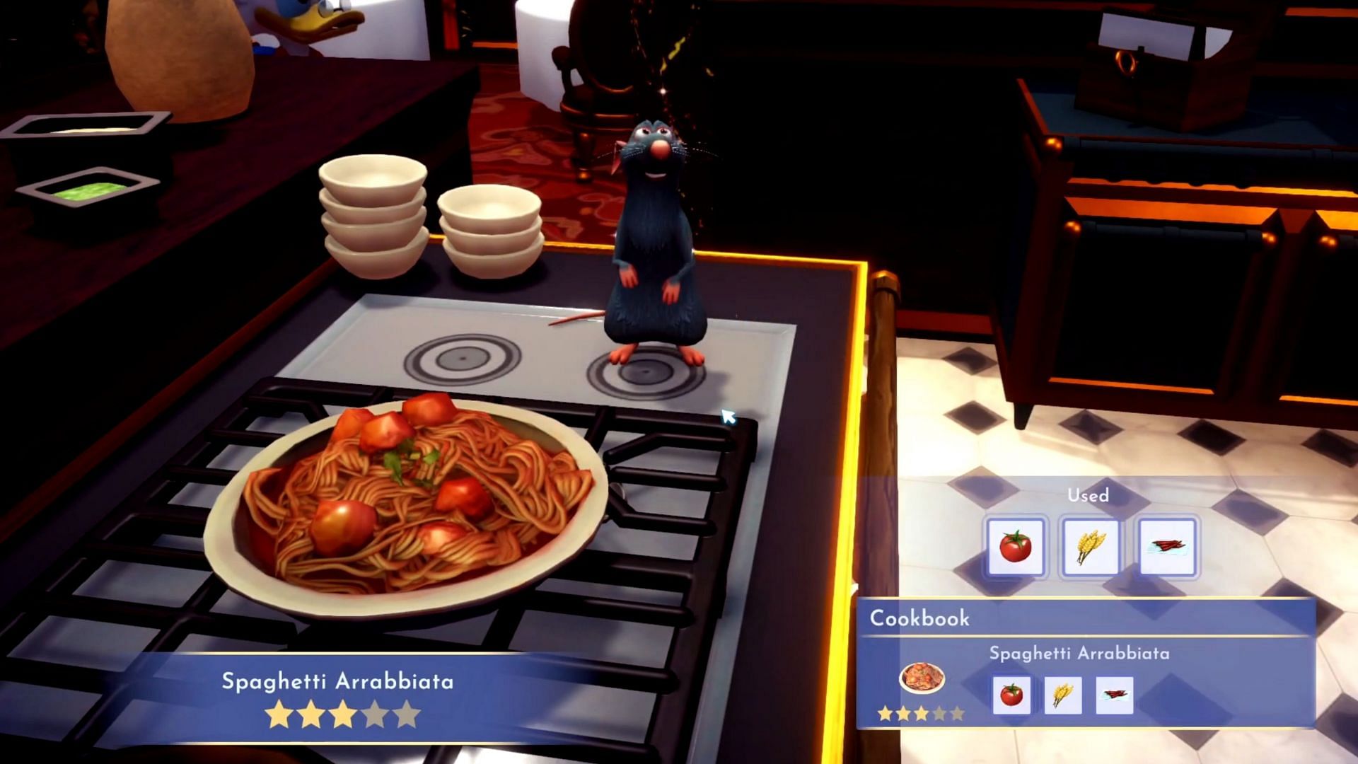 Spaghetti Arrabiata recipe in Disney Dreamlight Valley (Image via Gameloft)