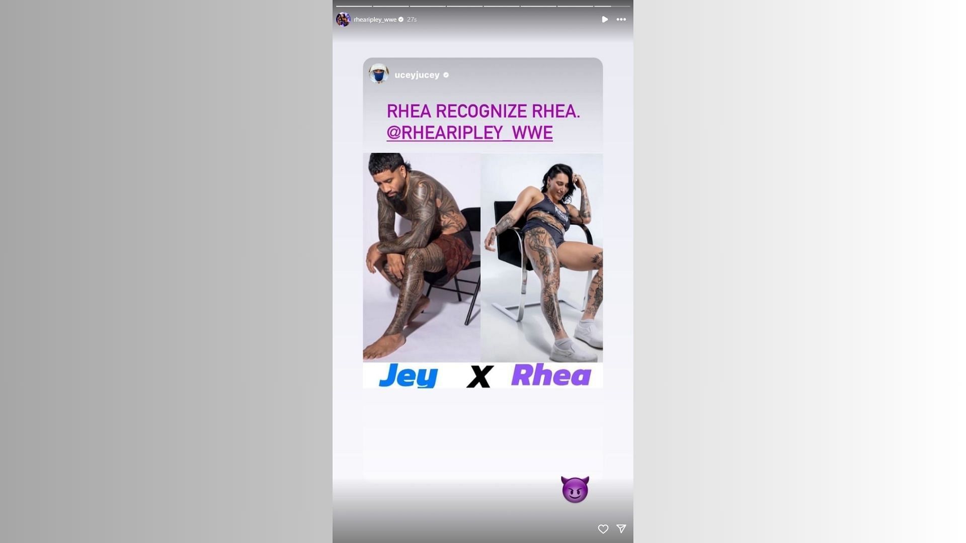 Rhea Ripley continues to tease alliance with Jey Uso (Image credits: Rhea Ripley's Instagram Story)