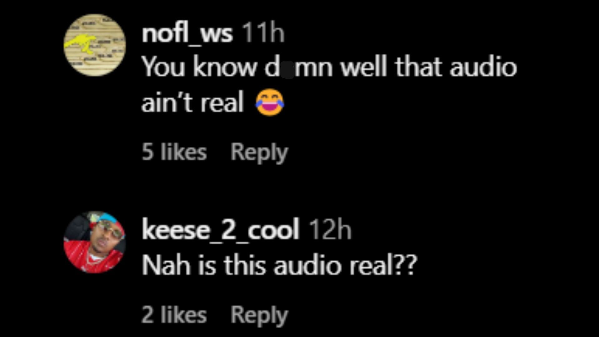 Netizens wondering whether the audio in Mill&#039;s clip is real. (Image via Instagram)