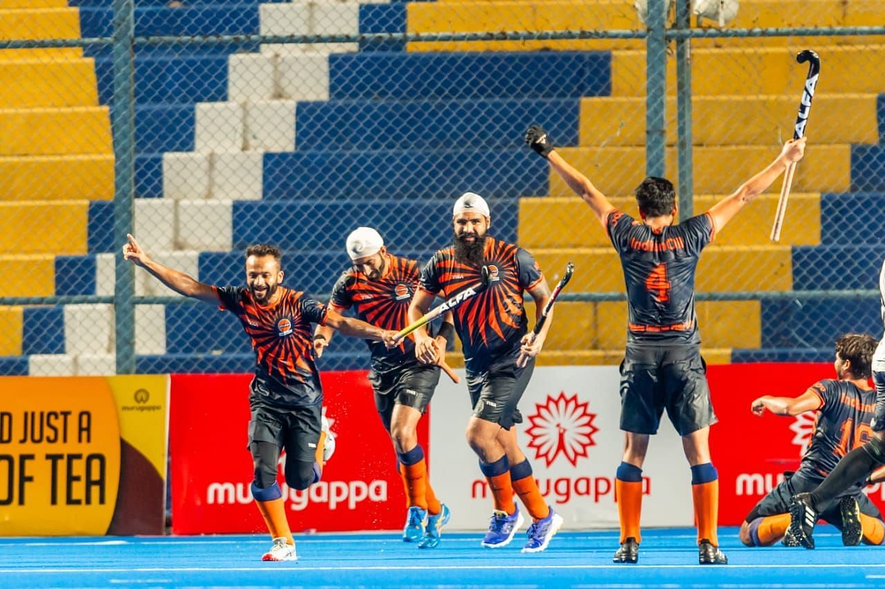 IOC players celebrate a goal          