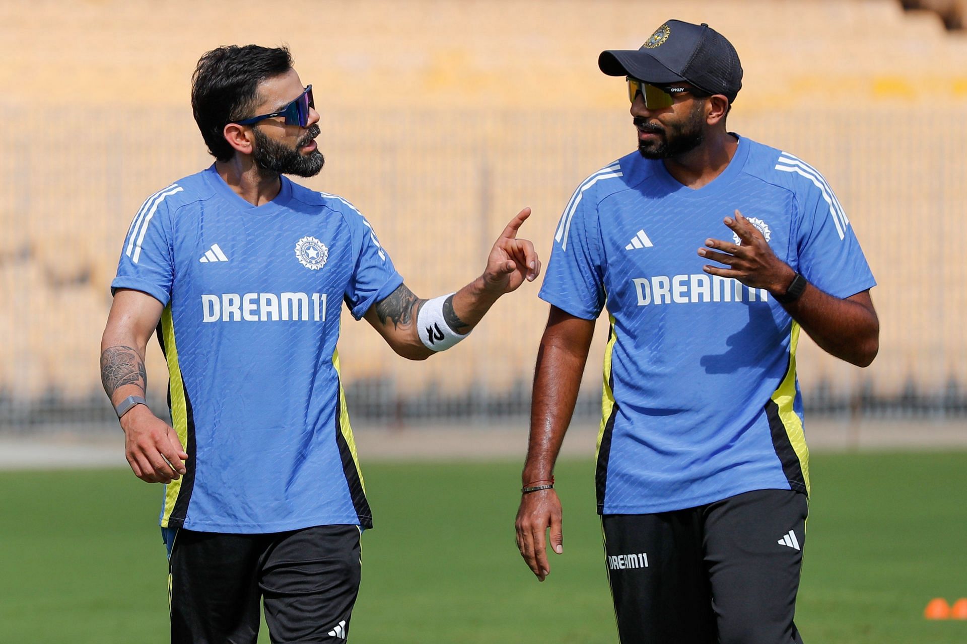 Virat Kohli and Jasprit Bumrah in conversation (Image credits: BCCI on X)