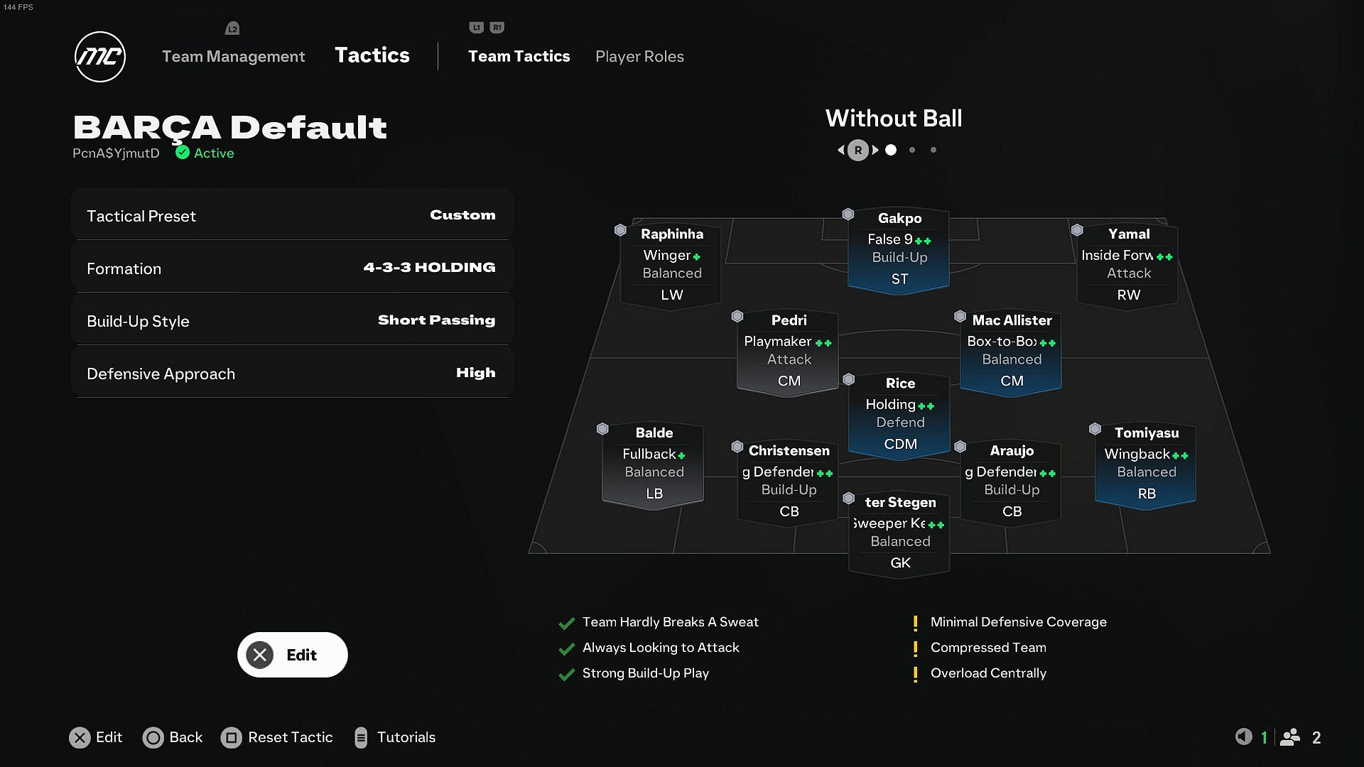 The general 4-3-3 holding formation build-up and every player&#039;s role (Image via EA Sports)