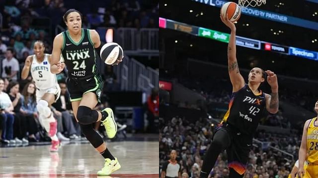 Napheesa Collier of the Minnesota Lynx and Brittney Griner of the Phoenix Mercury. Photo Credit: Imagn