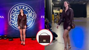 In Photos: Caitlin Clark makes fashion statement pairing burgundy faux leather outfit with $980 bag ahead of clash vs Aces