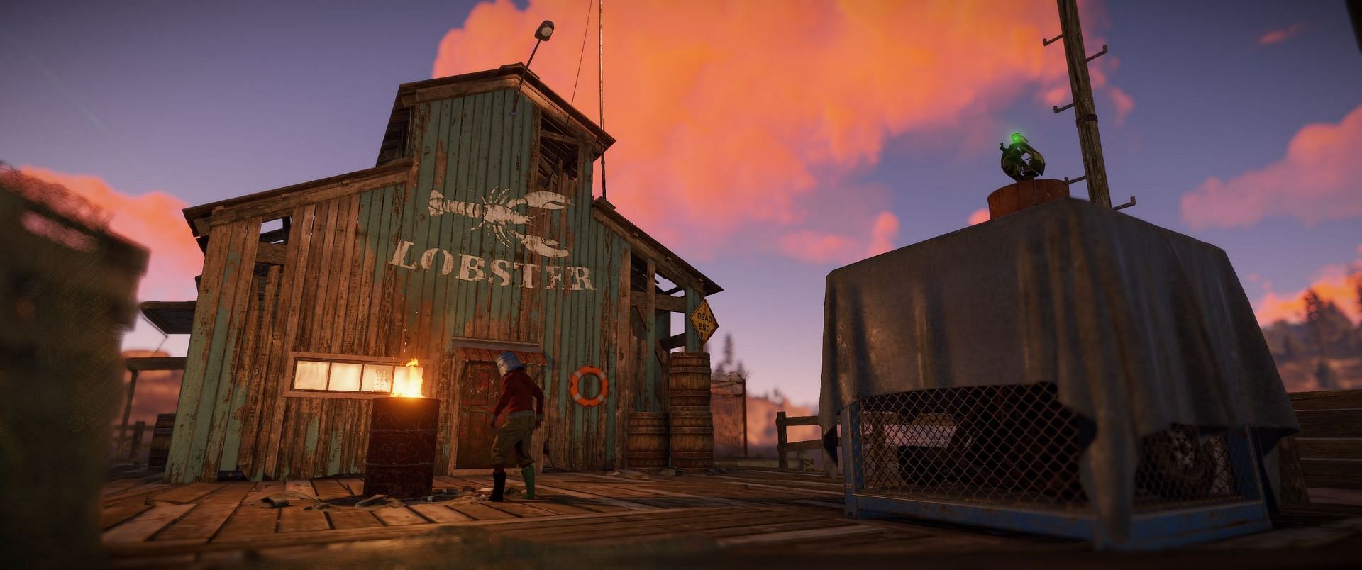 Fishing Village offers a Safe Zone (Image via Facepunch Studios)