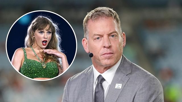 Troy Aikman will &quot;escort&quot; Taylor Swift if she agrees to covering MNF with ESPN (Image Source: Getty, Imagn) 