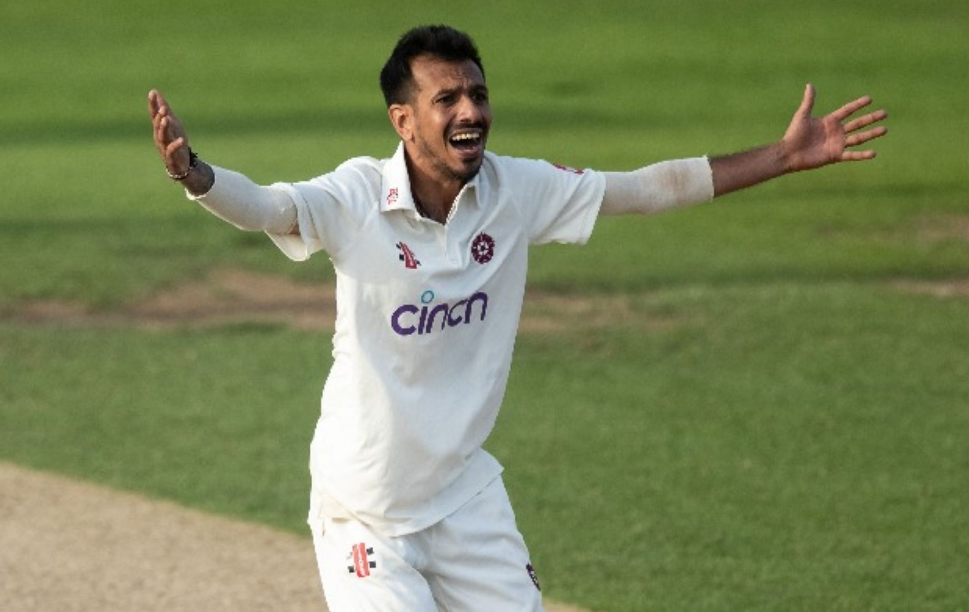 Yuzvendra Chahal registered figures of 16.3-2-45-5 against Derbyshire. (Pic: X)