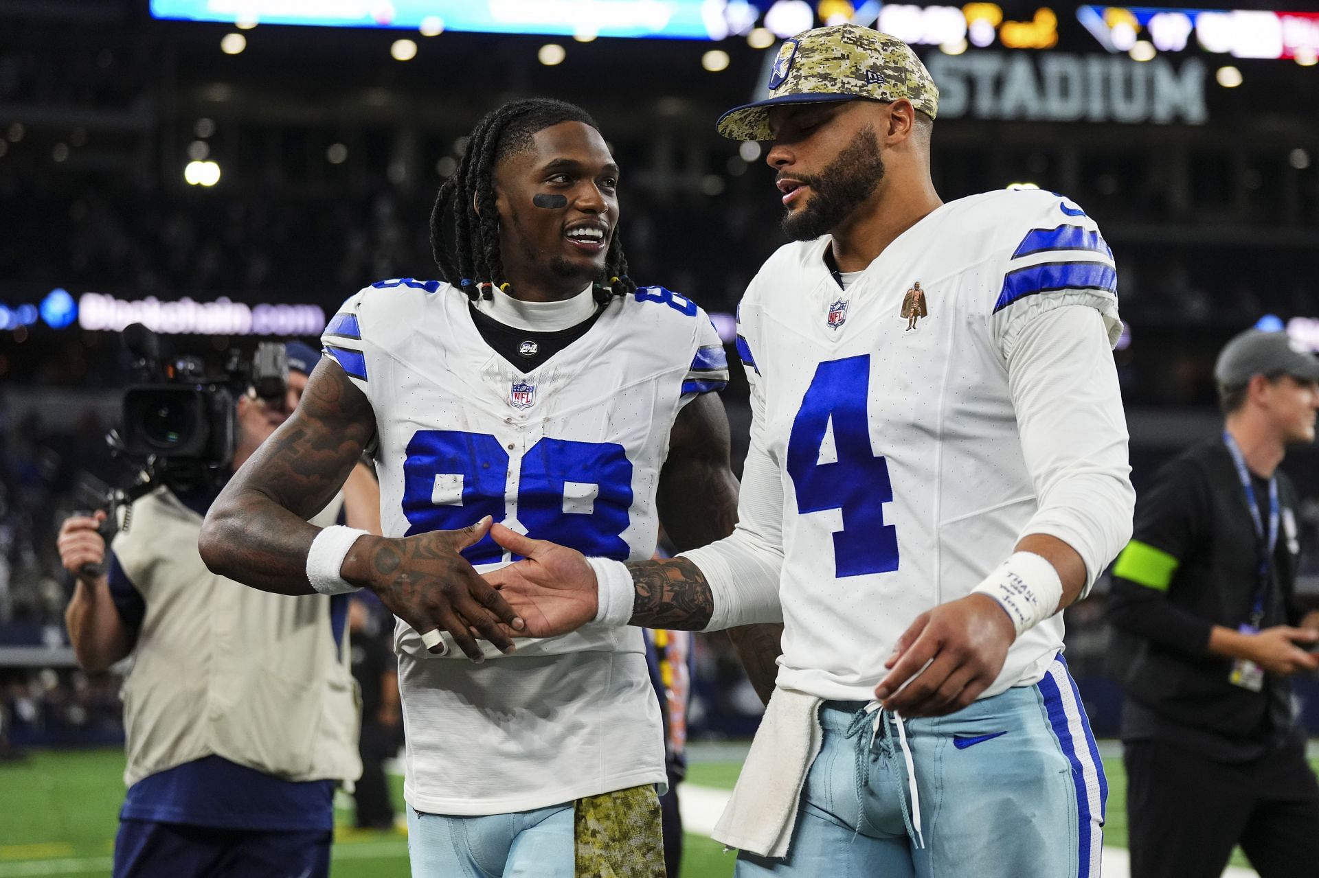 CeeDee Lamb (left) Dak Prescott (right) during New York Giants vs. Dallas Cowboys - Source: Getty