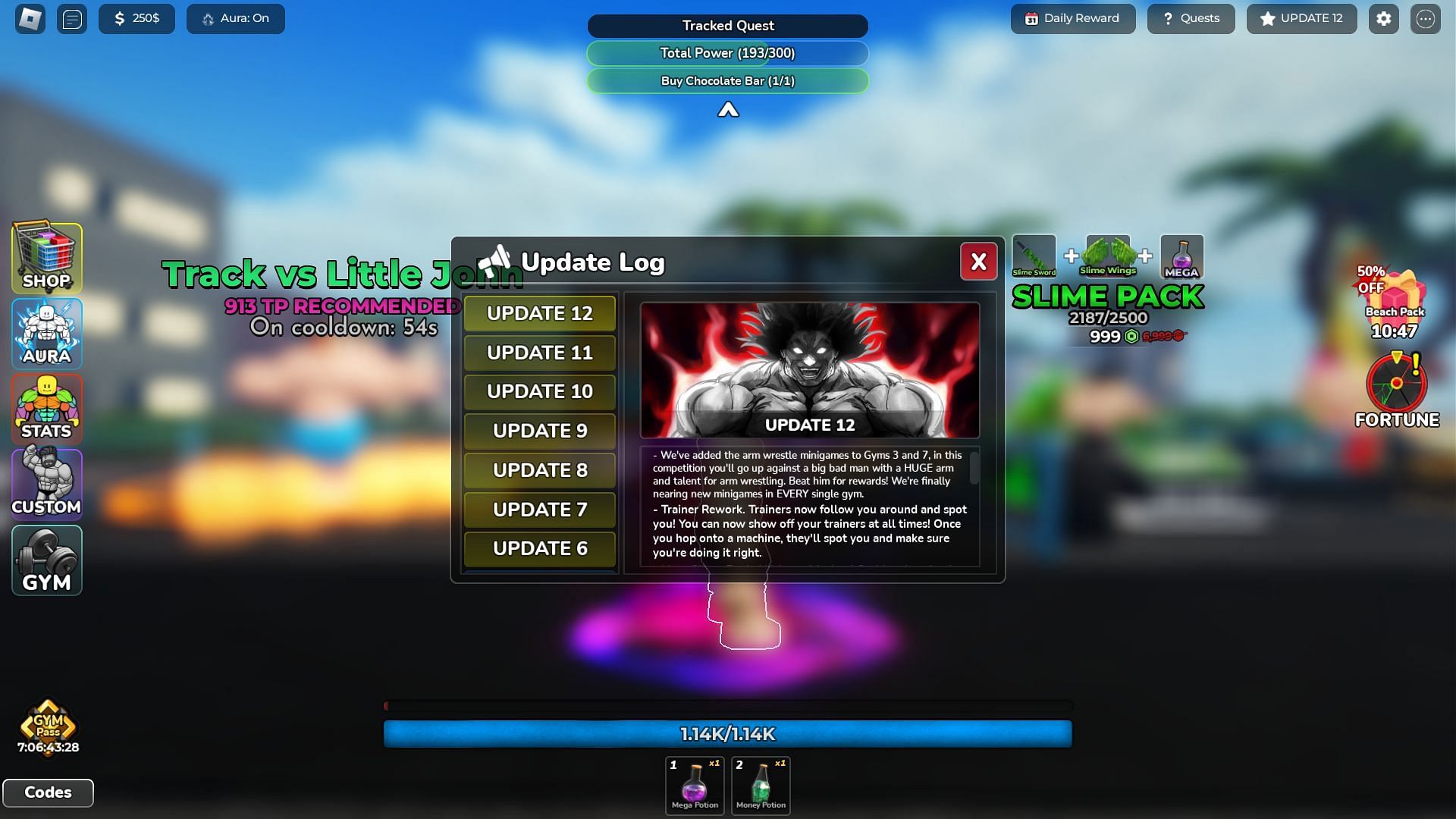 In-game update log (Image via Roblox)